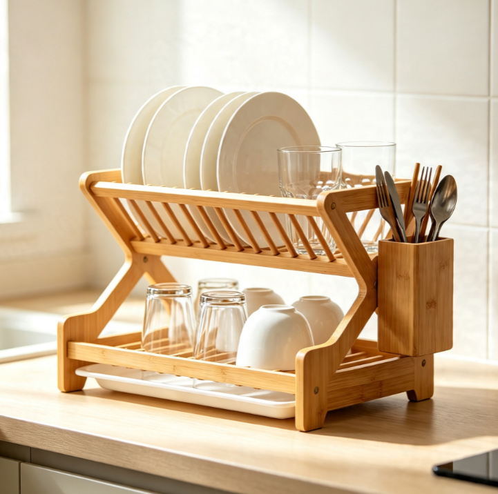Bamboo Expandable Dish Drying Rack